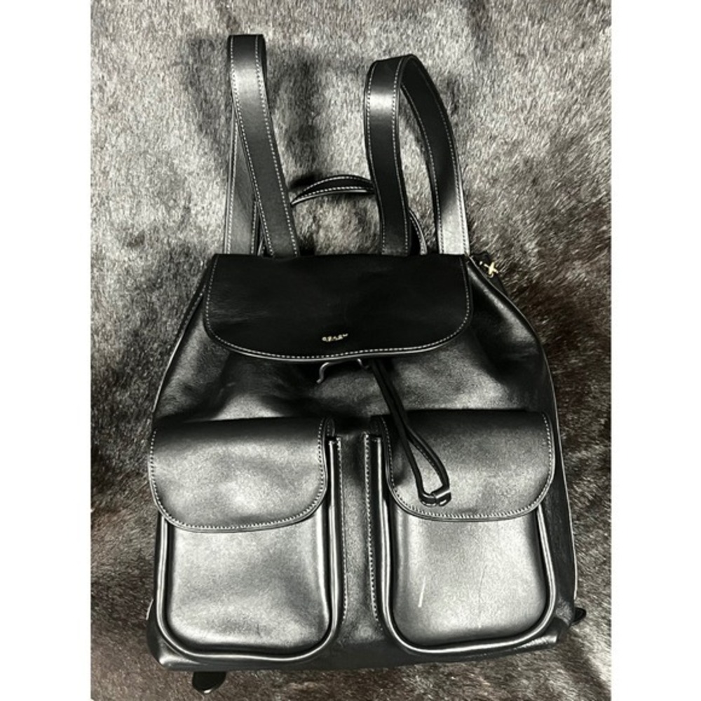 COACH Crosby 28 Black Natural Grain Leather Backpack Gold Hardware Drawstring - Picture 3 of 15